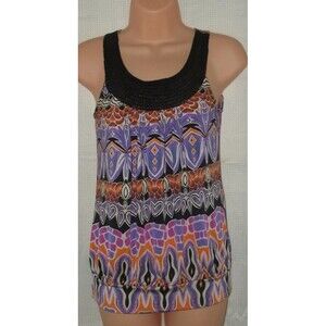 Colorful Sz Jr Medium Embellished Stretchy Jersey Knit Sleeveless Top KIWI